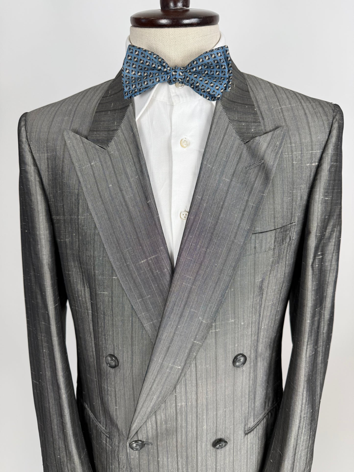 Completo doppiopetto anni ‘70/‘80 pura seta shantung - tg. 48/50