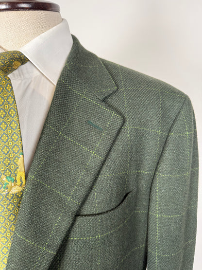 Giacca Cantarelli lana cammello e cashmere verde finestrato - tg. 56