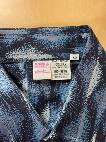 Camicia anni '70 optical in pura seta - S collo 40