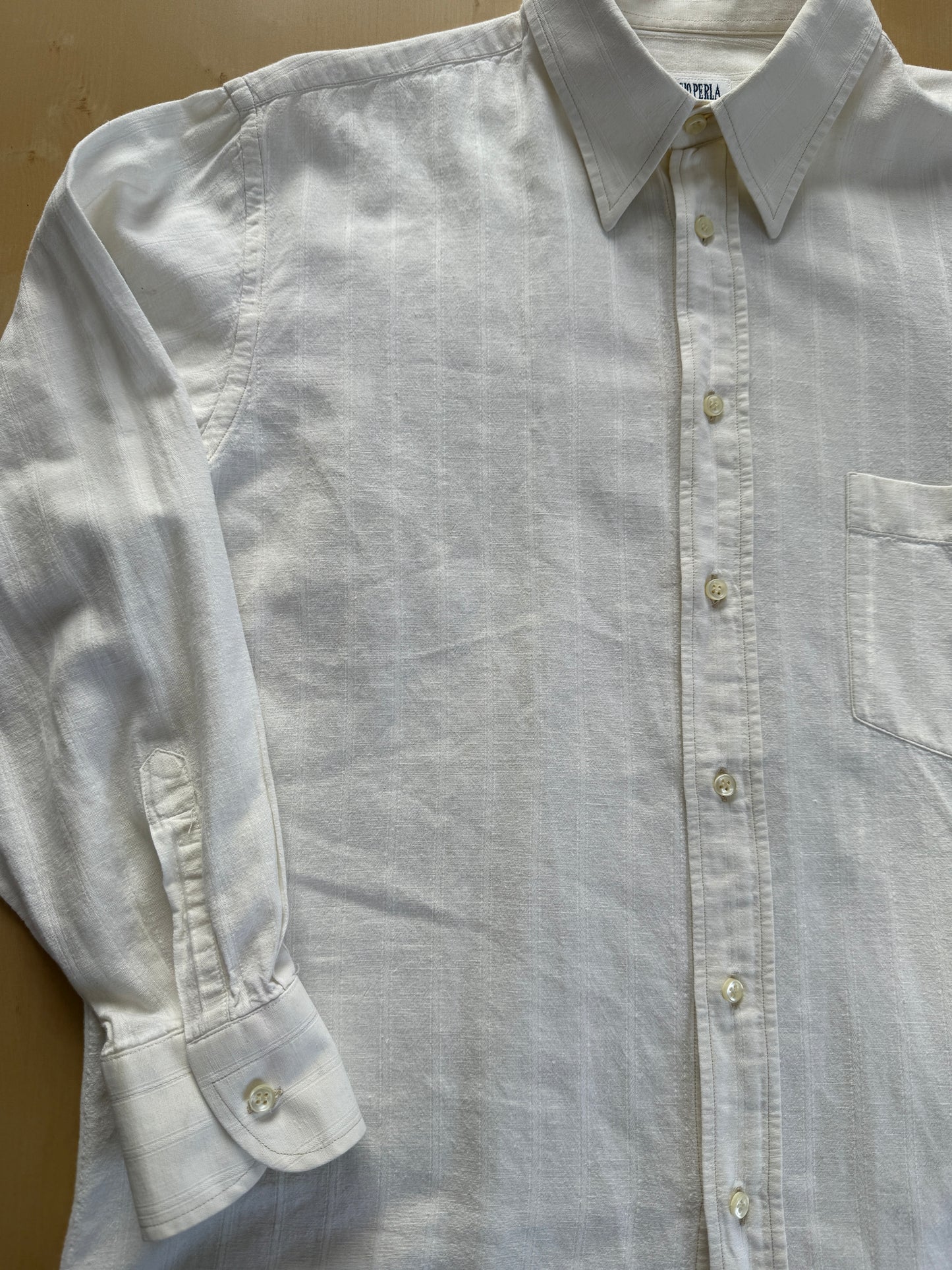 Camicia anni ‘80 in cotone e lino collo italiano - M/L collo 40