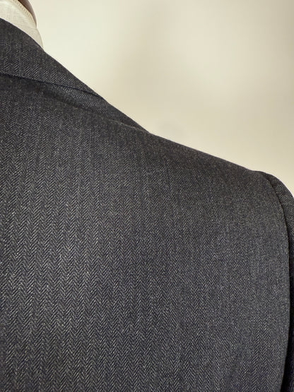 Completo su misura De Paz anni ‘70/‘80 antracite spigato - tg. 46/48