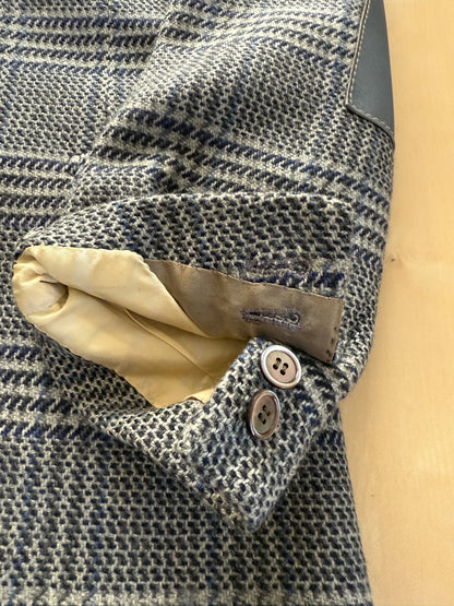 Giacca sportiva sartoriale anni ‘60 puro cashmere inserti in pelle - tg. 42