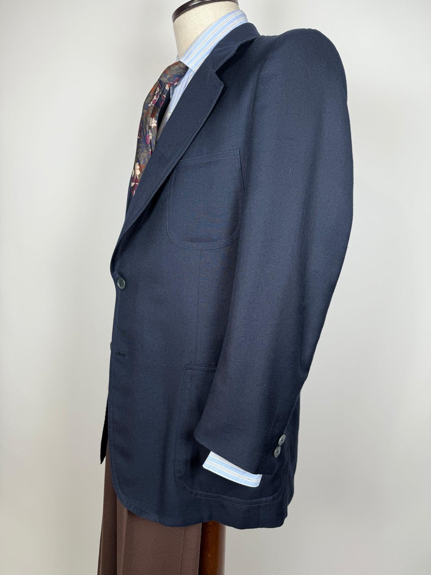 Giacca blu anni ‘70 in pura seta - tg. 46/48