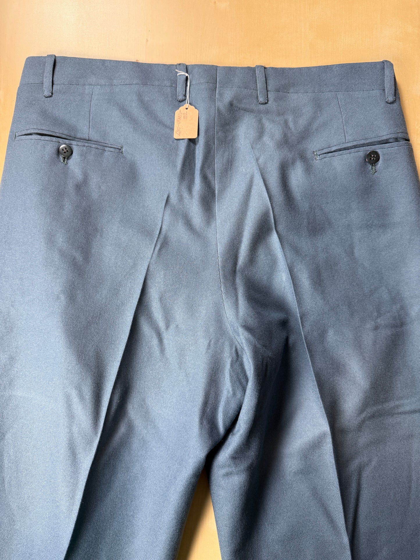 Pantaloni sartoriali anni ‘50/‘60 flanella color ottanio - tg. 52