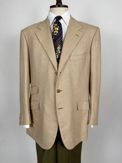 Giacca sartoriale herringbone lana e cashmere beige - tg. 54/56