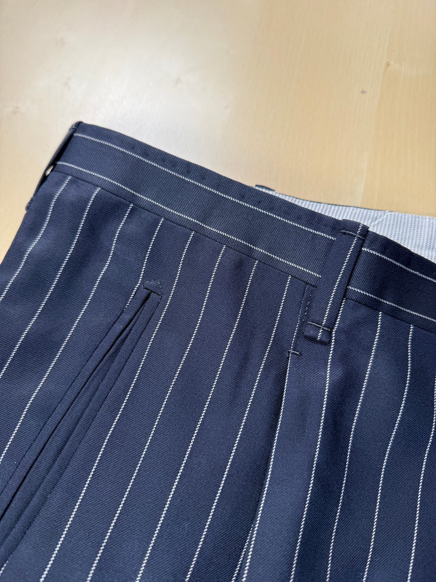 Completo sartoriale flanella pettinata blu gessato - tg. 56 drop 0-2