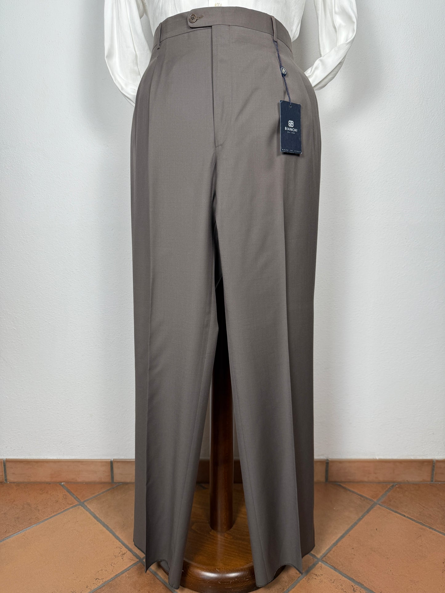 Pantalone in fresco lana anni ‘90 grigio-cachi (NOS) - tg. 58