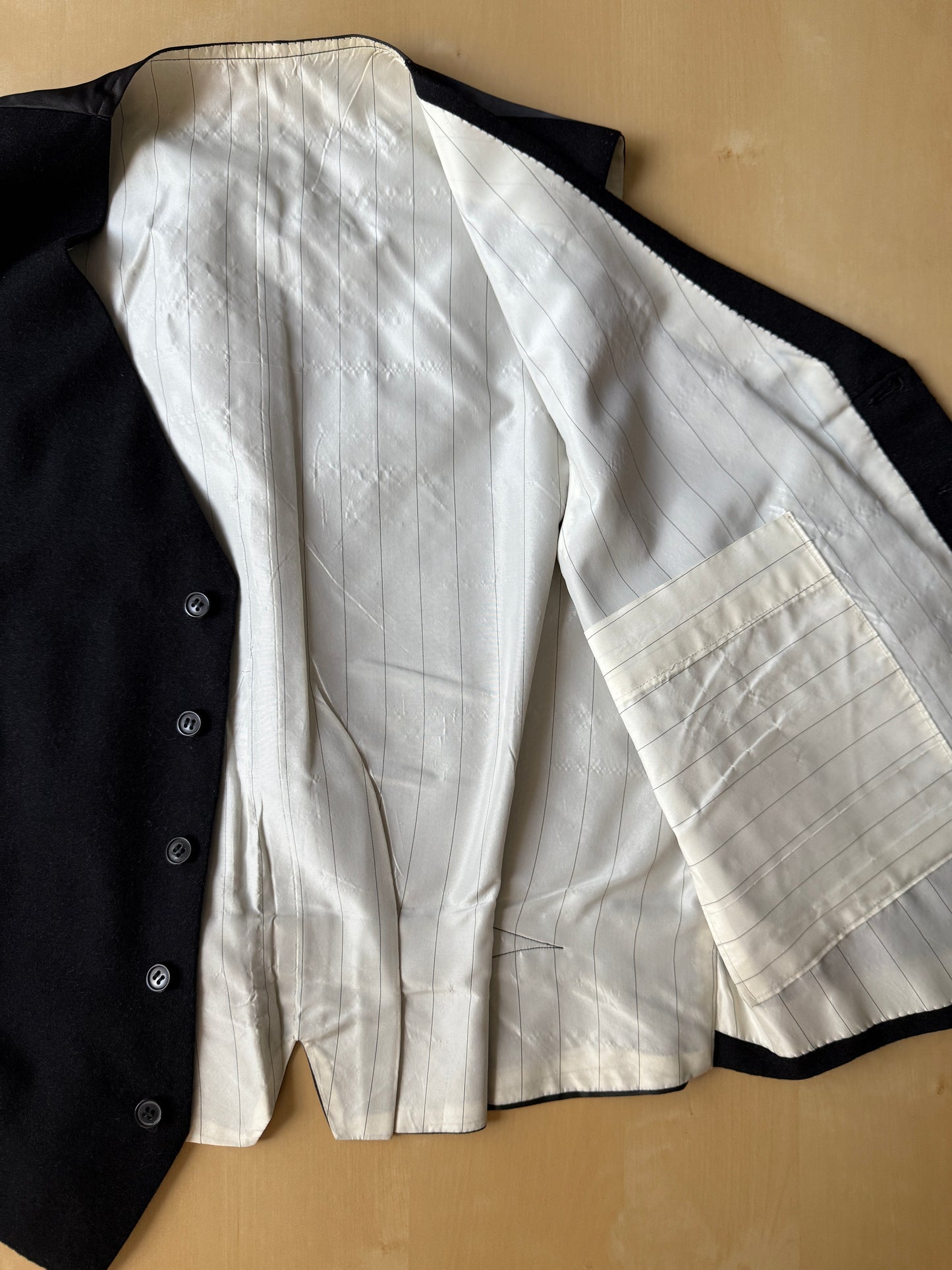 Completo 3 pezzi sartoriale anni ‘60/‘70 in flanella antracite - tg. 50