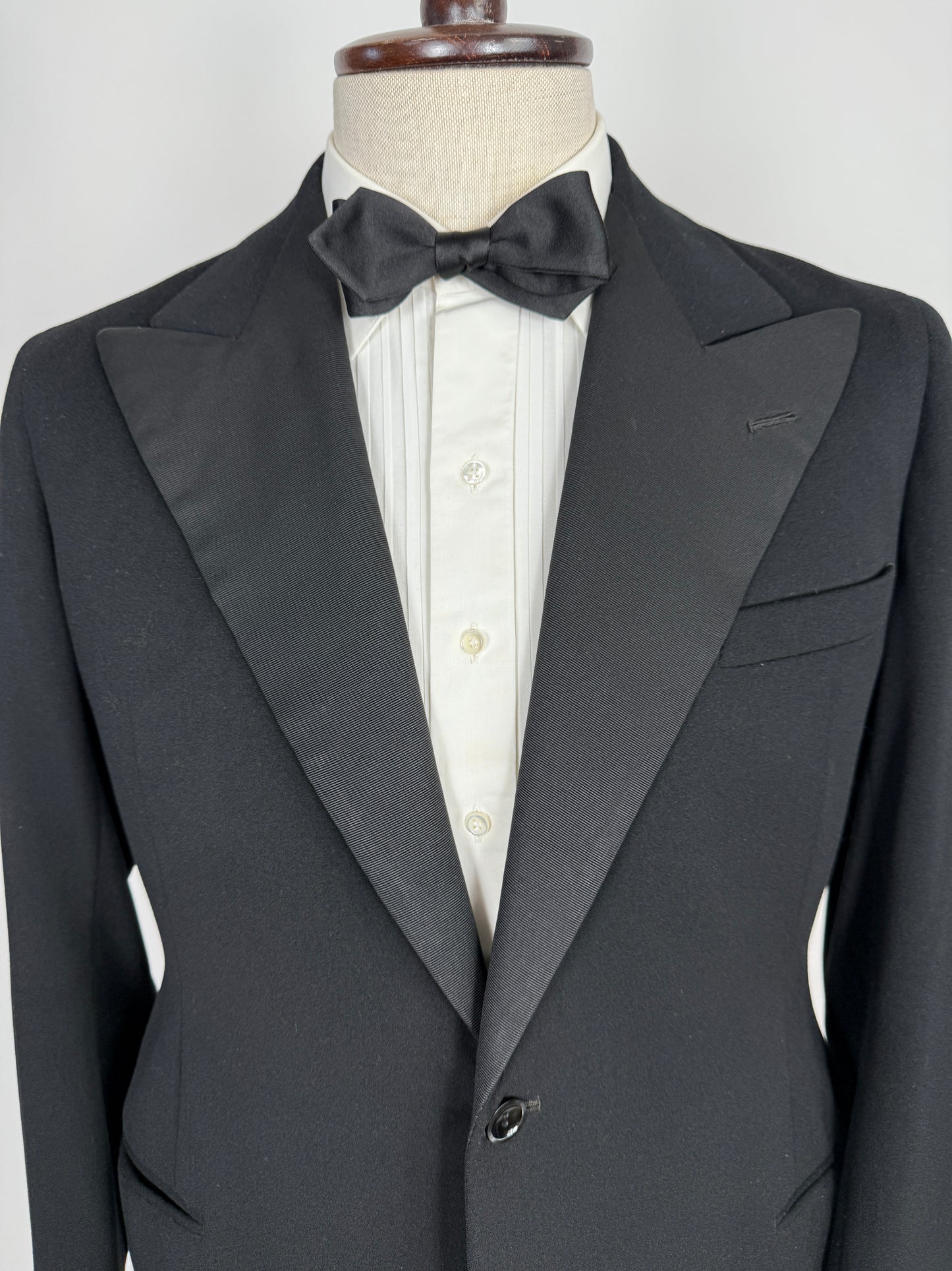 Smoking sartoriale anni ‘40/‘50 monopetto revers a lancia - tg. 46/48