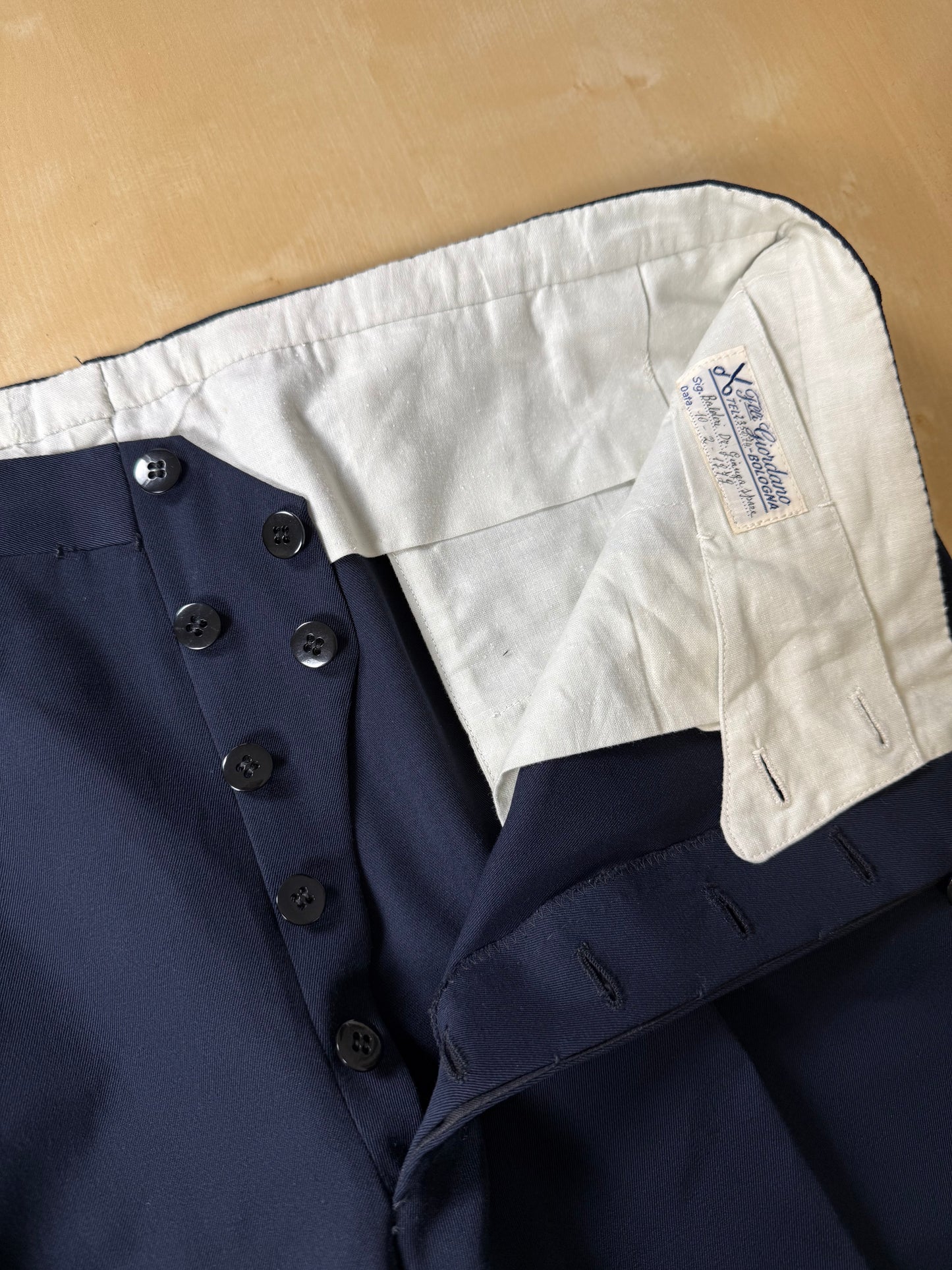Pantaloni sartoriali anni ‘70 twill pettinato blu - tg. 50