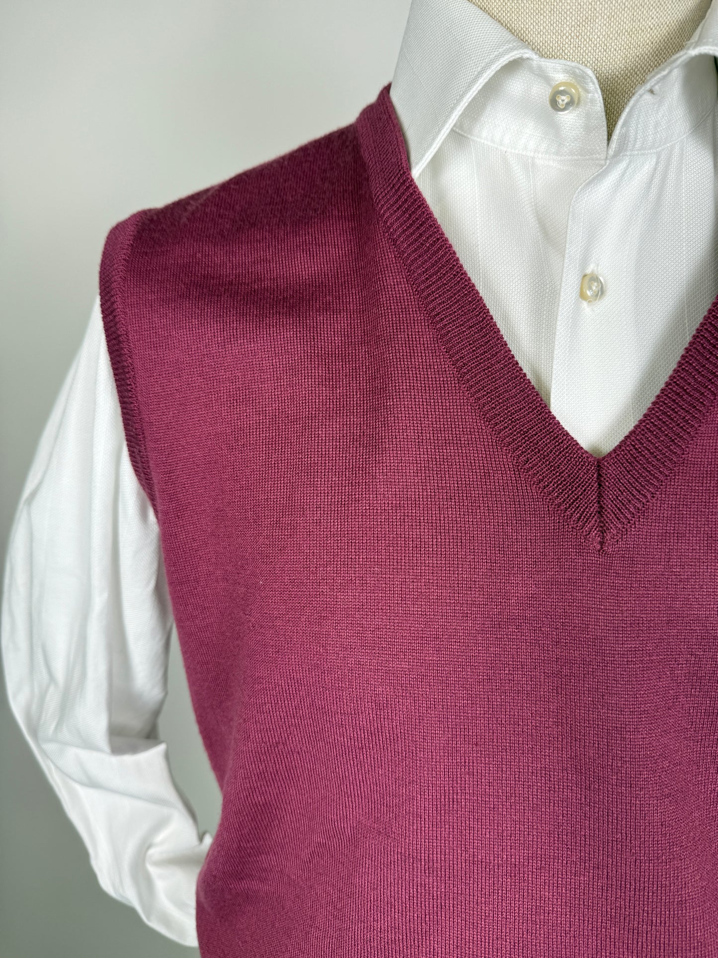 Gilet in pura lana merino rosa fucsia - M/L