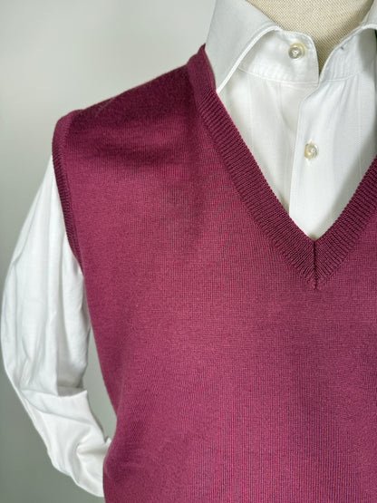 Gilet in pura lana merino rosa fucsia - M/L
