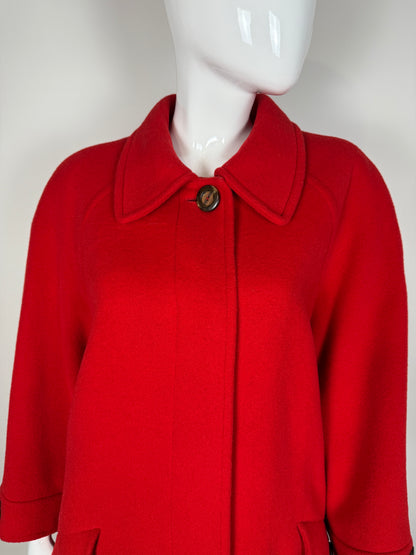 Cappotto anni ‘80 panno lana e mohair rosso scarlatto - tg. 44-46