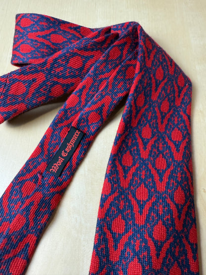 Cravatta vintage in lana e cashmere fantasia damascata