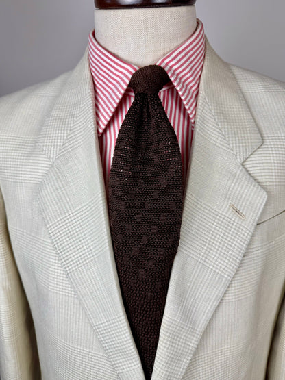 Cravatta tricot in seta marrone anni '70