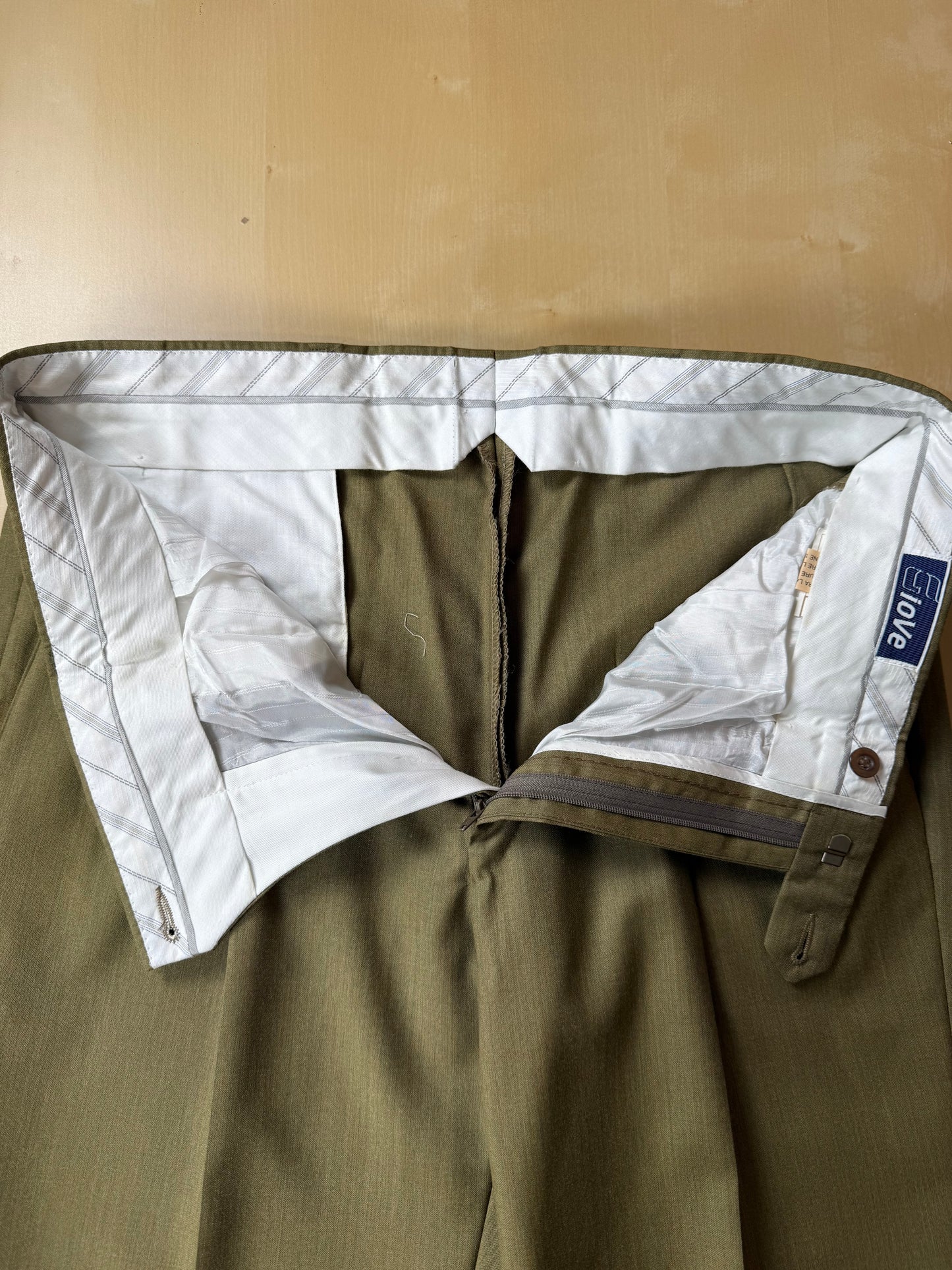 Pantaloni fresco lana verde oliva anni '80 (NOS) - tg. 50