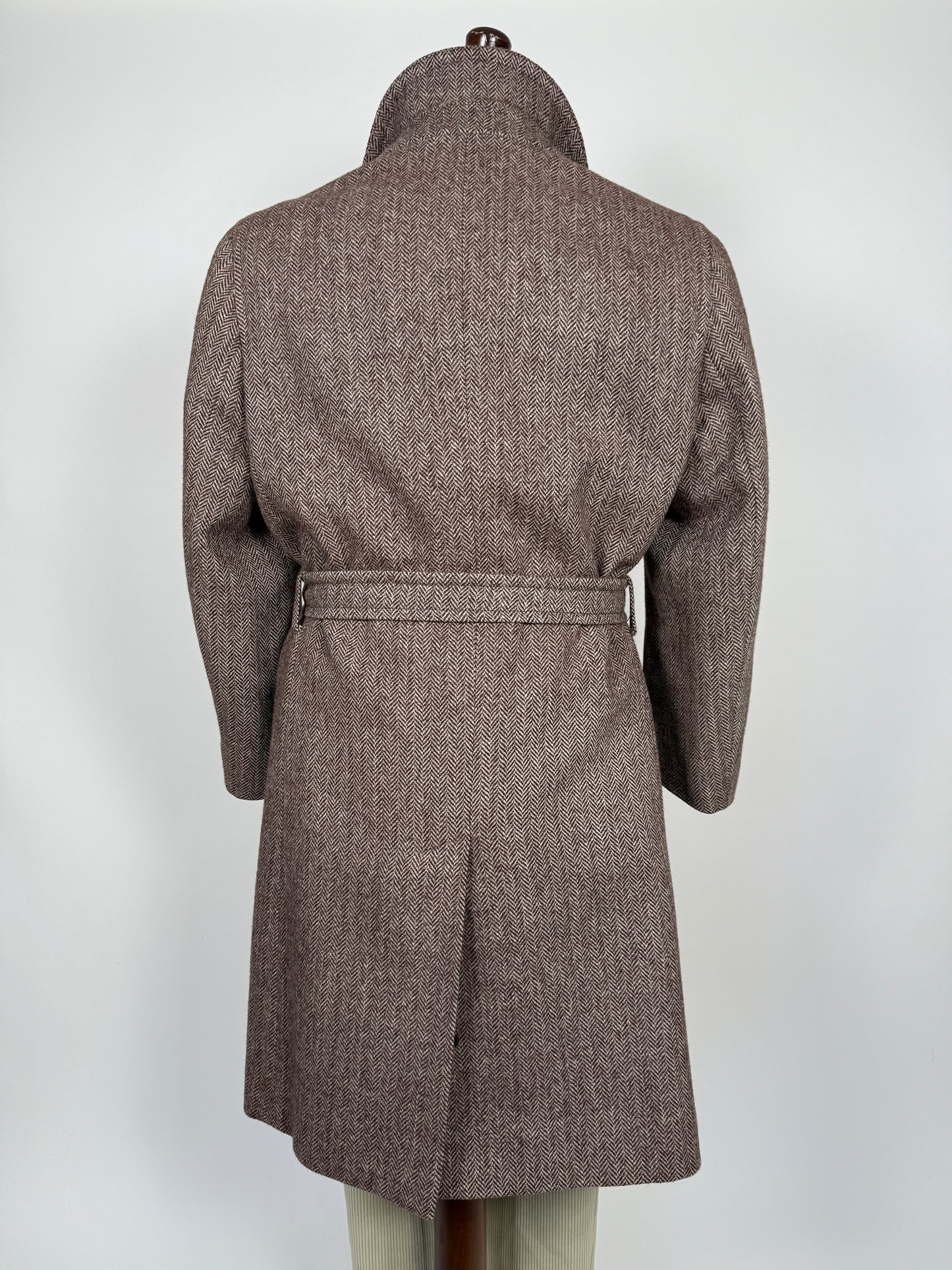 Cappotto in tweed marrone spigato - tg. 50-54