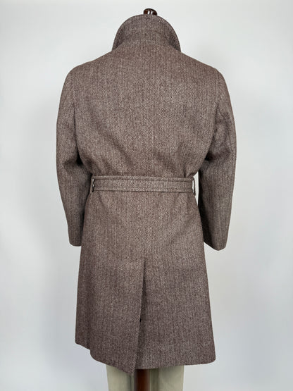 Cappotto in tweed marrone spigato - tg. 50-54