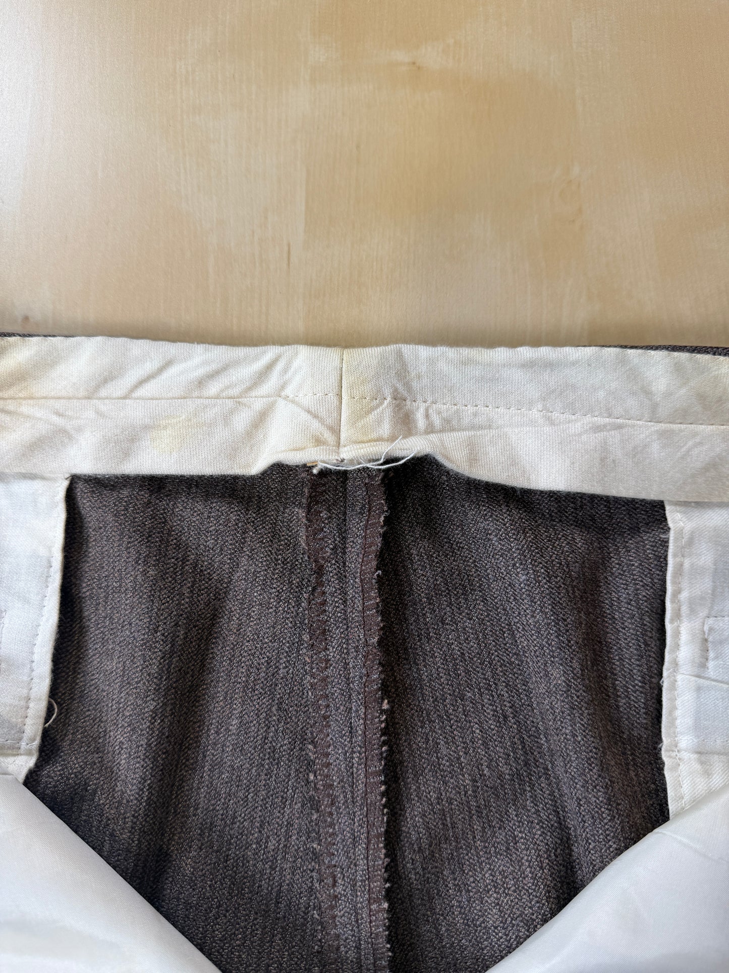 Completo 3 pezzi anni ‘70 marrone mélange - tg. 50/52 drop basso