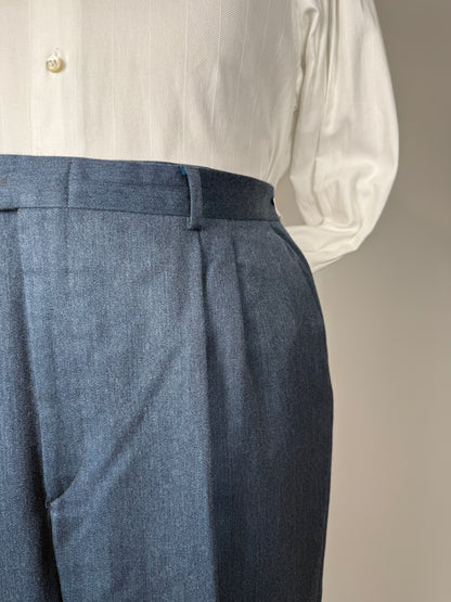 Pantaloni anni ‘80 flanella blu-azzurro mélange - tg. 56