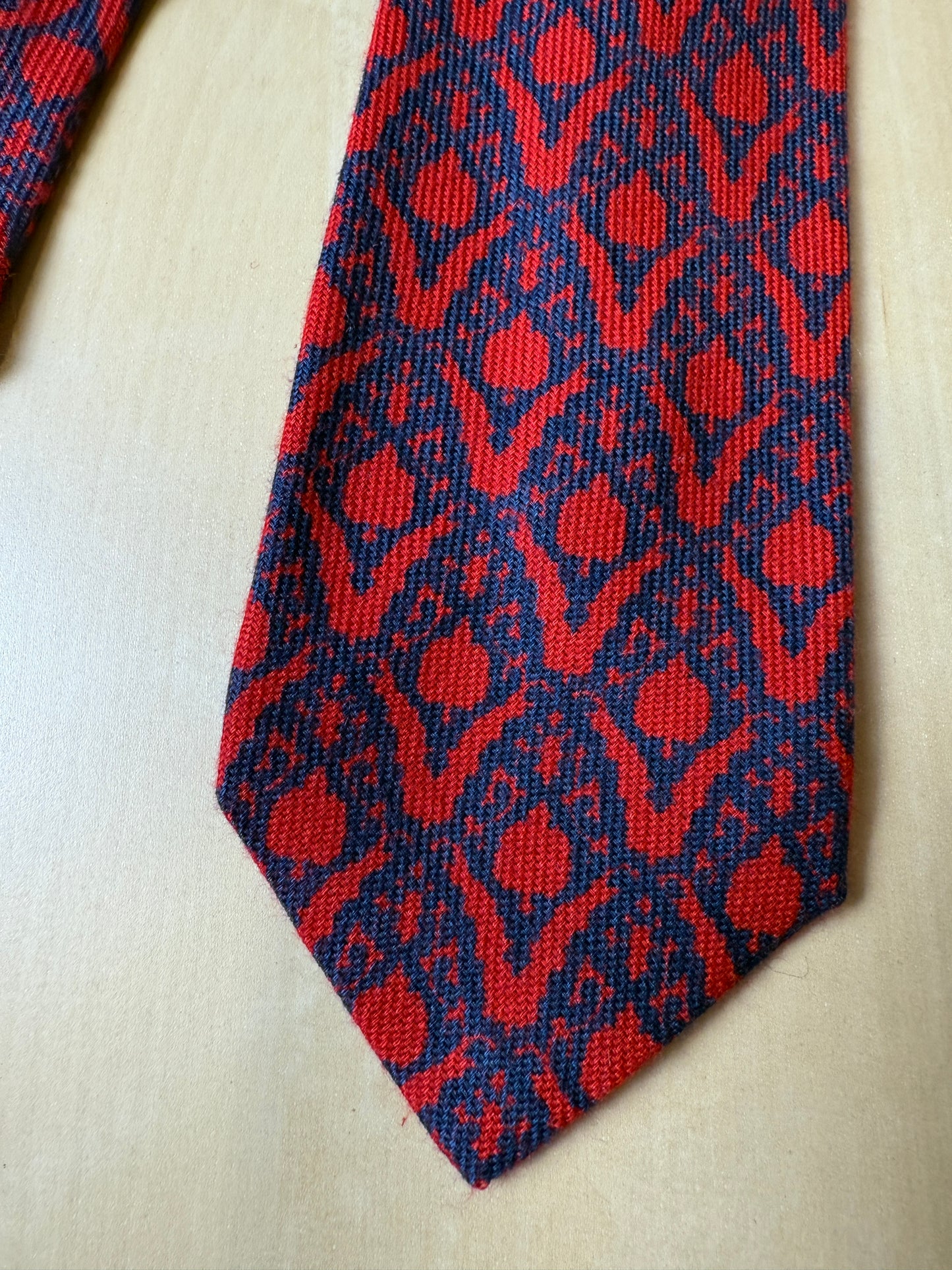 Cravatta vintage in lana e cashmere fantasia damascata