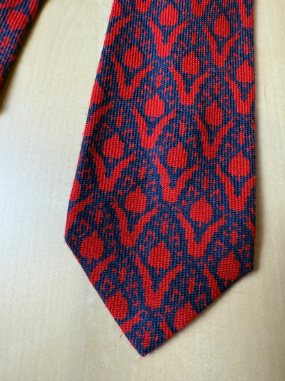 Cravatta vintage in lana e cashmere fantasia damascata