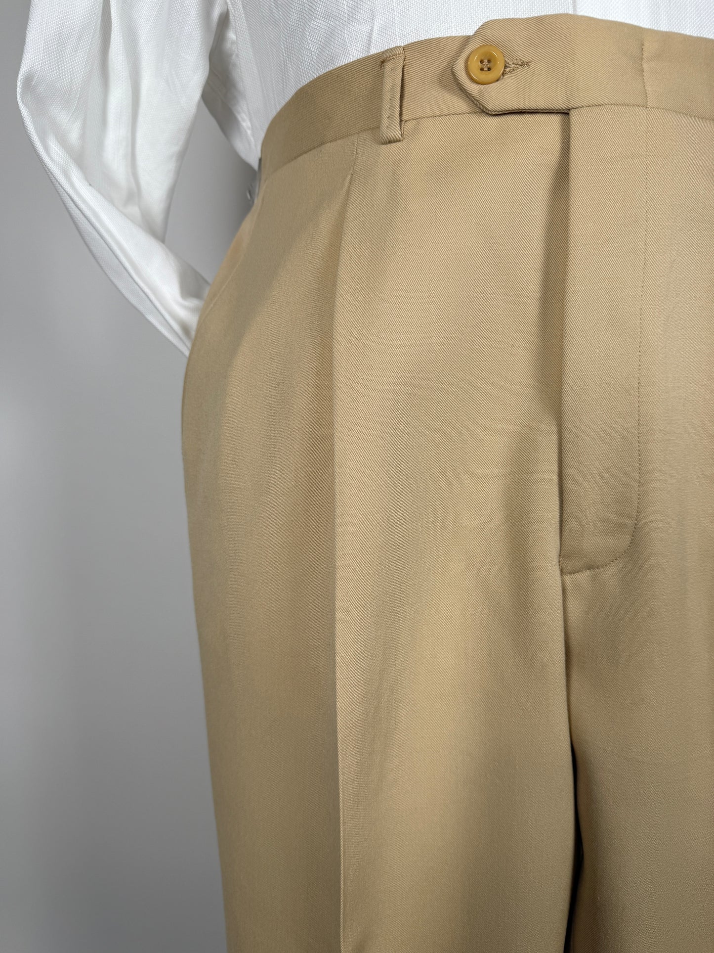 Pantaloni anni ‘70/'80 in twill di lana beige (NOS) - tg. 50