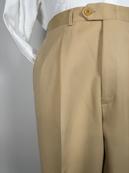 Pantaloni anni ‘70/'80 in twill di lana beige (NOS) - tg. 50