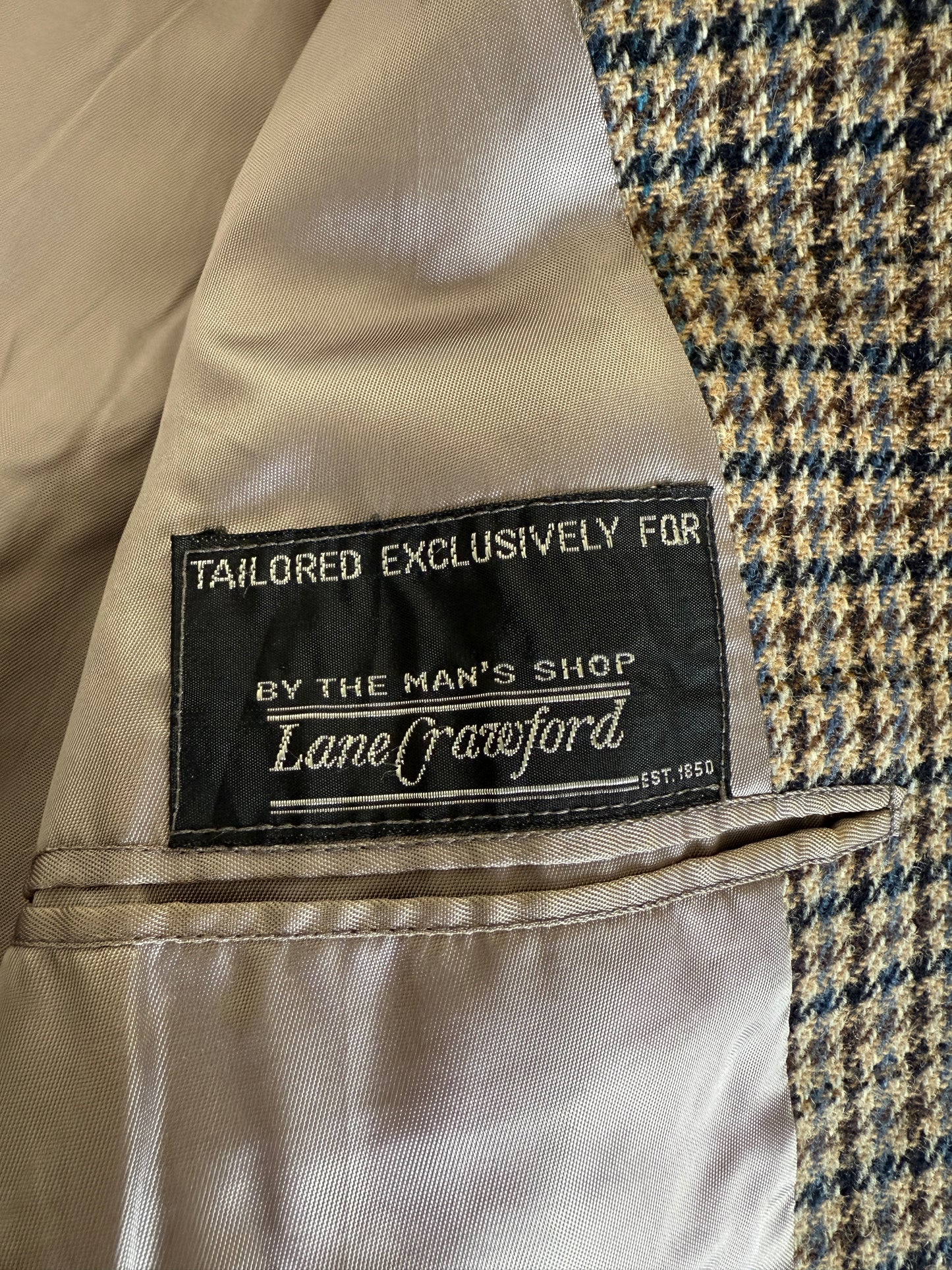 Giacca tweed pied-de-poule Lane Crawford Hong Kong anni ‘60/‘70 - tg. 48/50