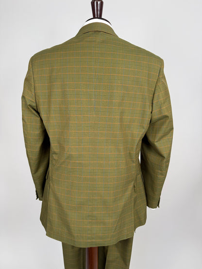 Completo anni ‘80 verde a quadri in cotone sfoderato - tg. 50