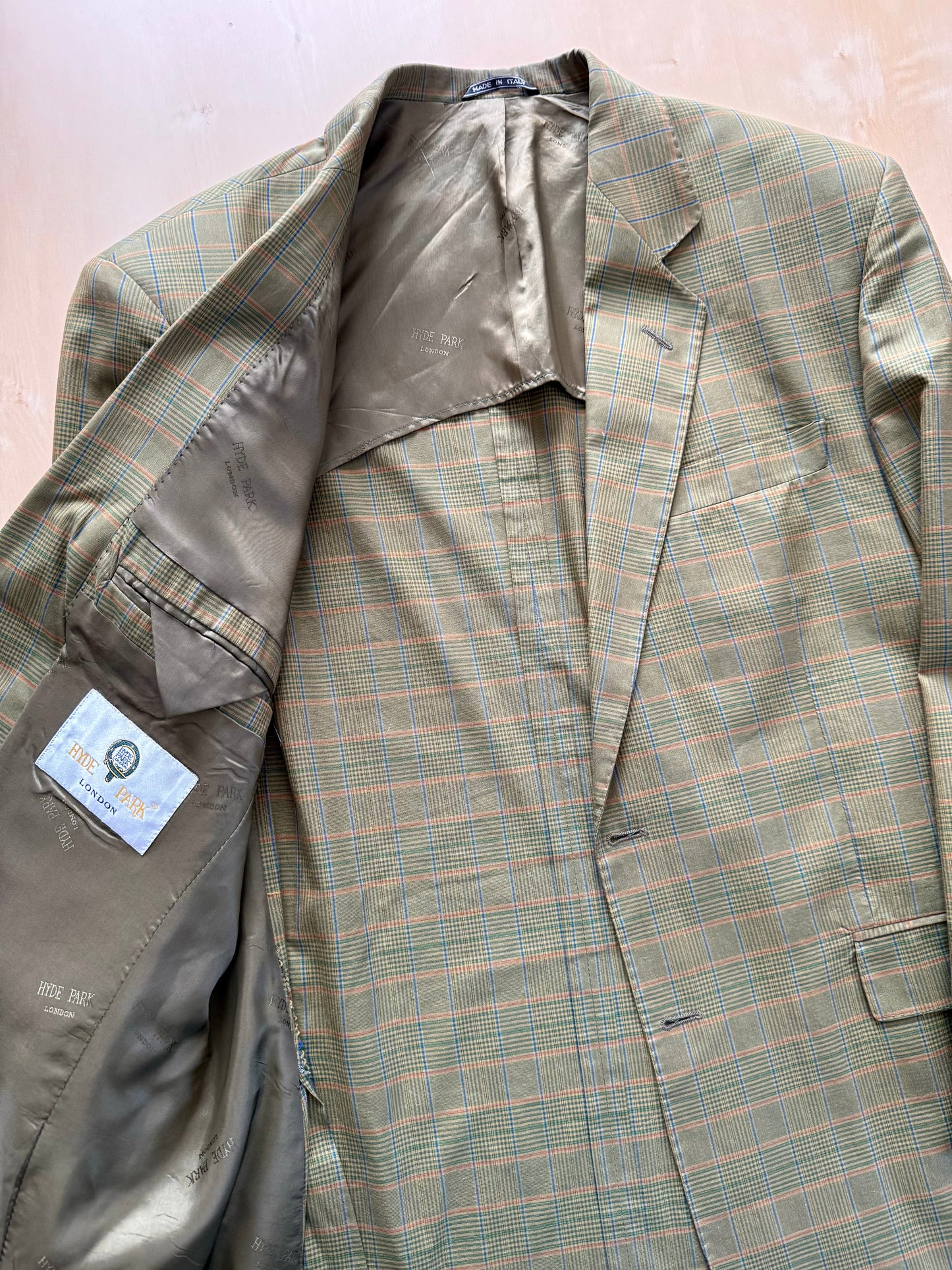 Completo anni ‘80 verde a quadri in cotone sfoderato - tg. 50