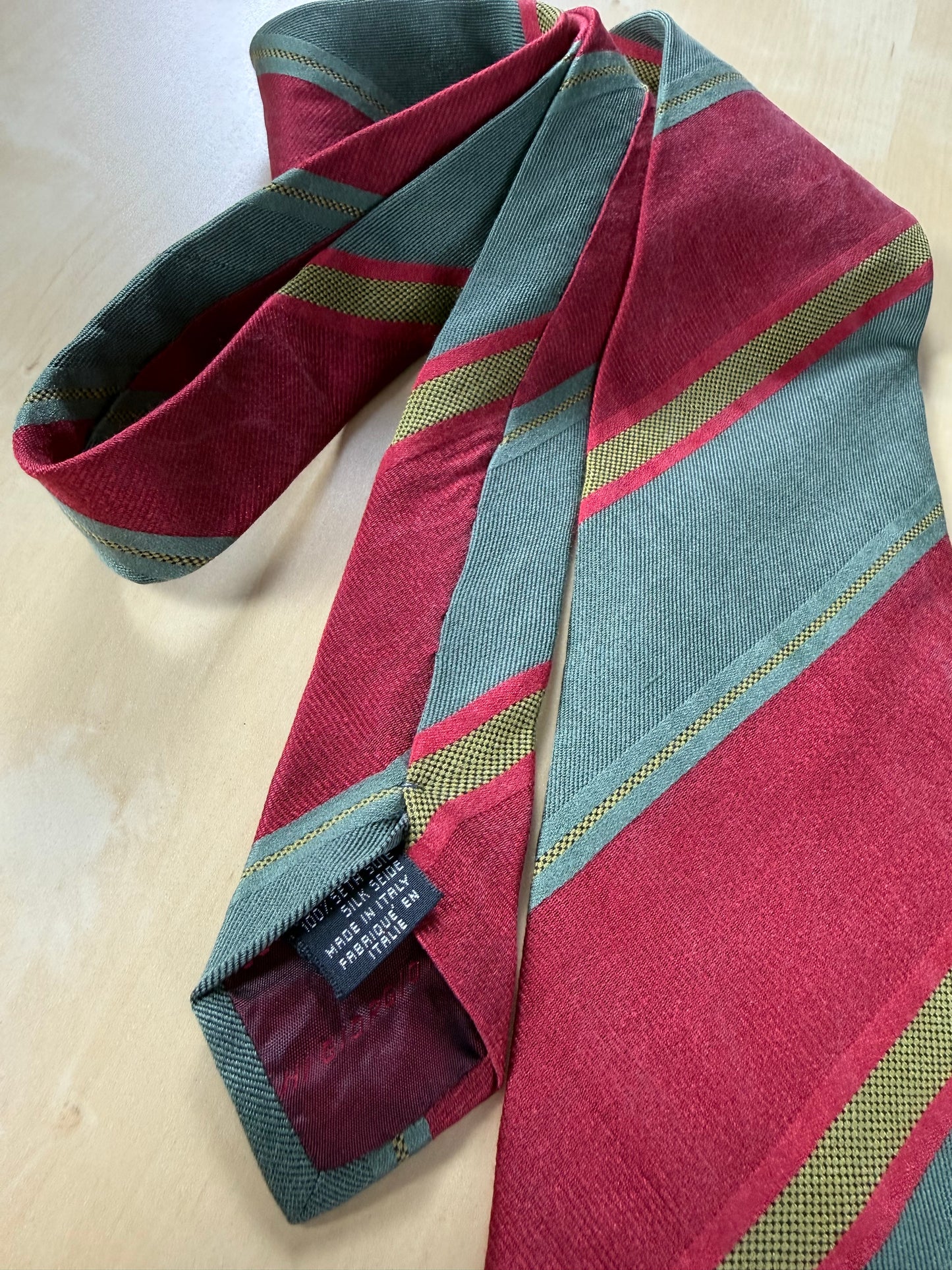Cravatta Armani regimental vintage rosso verde