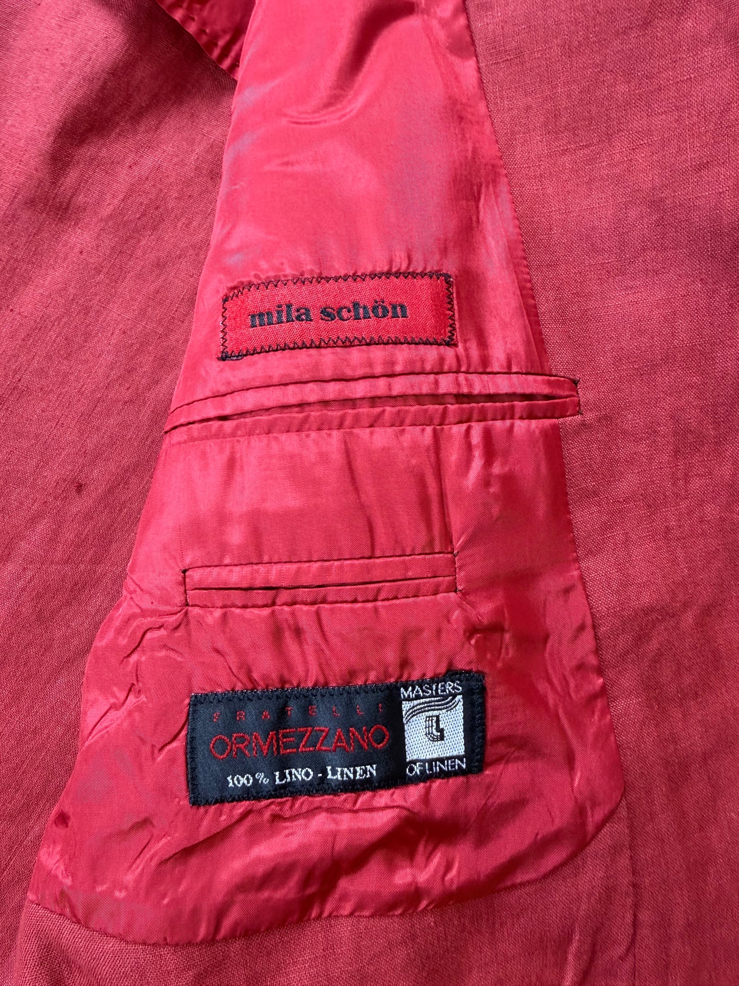 Giacca anni '90 100% lino rosso corallo - tg. 54