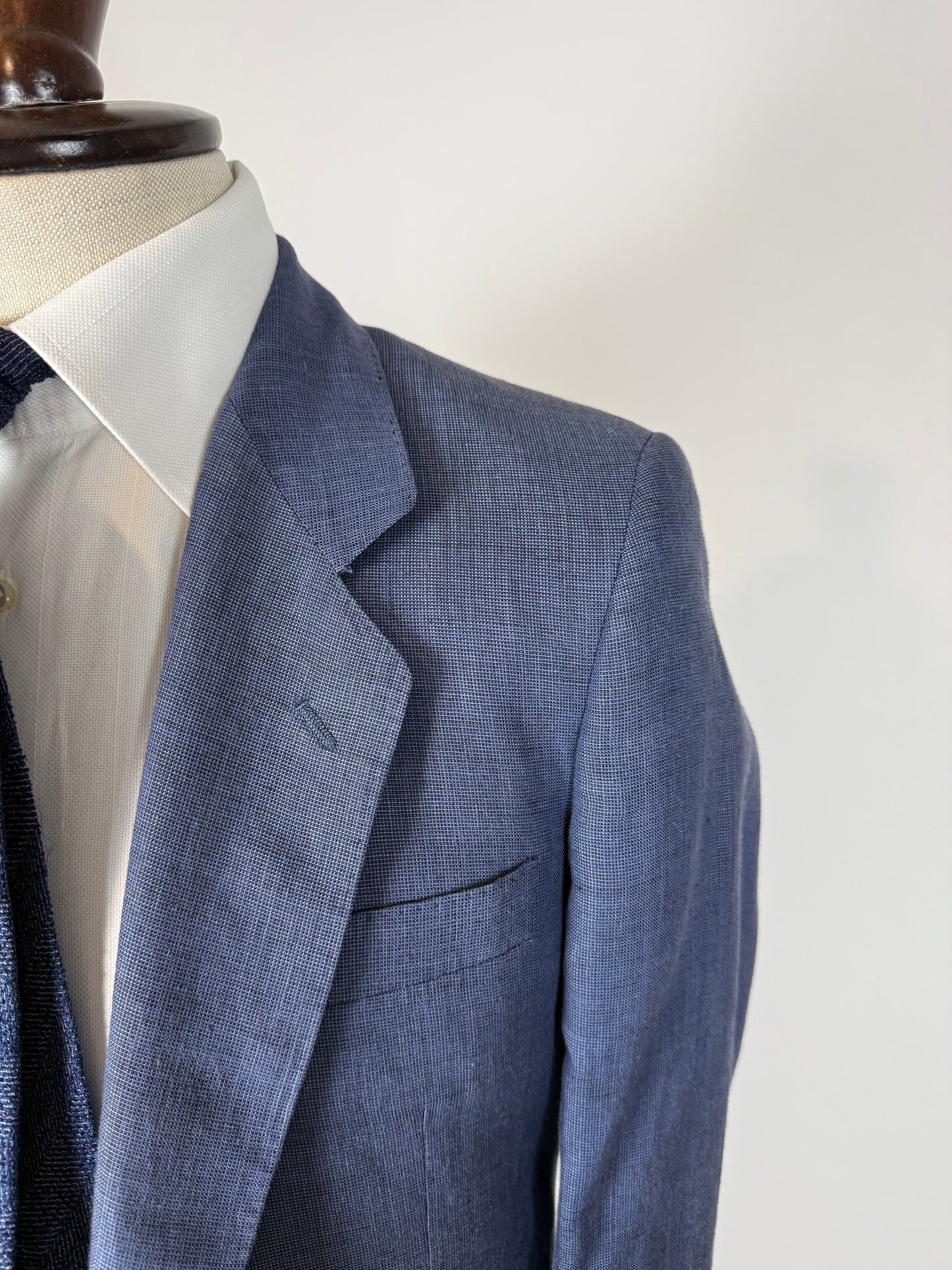 Giacca anni '70 in lino blu - tg. 44