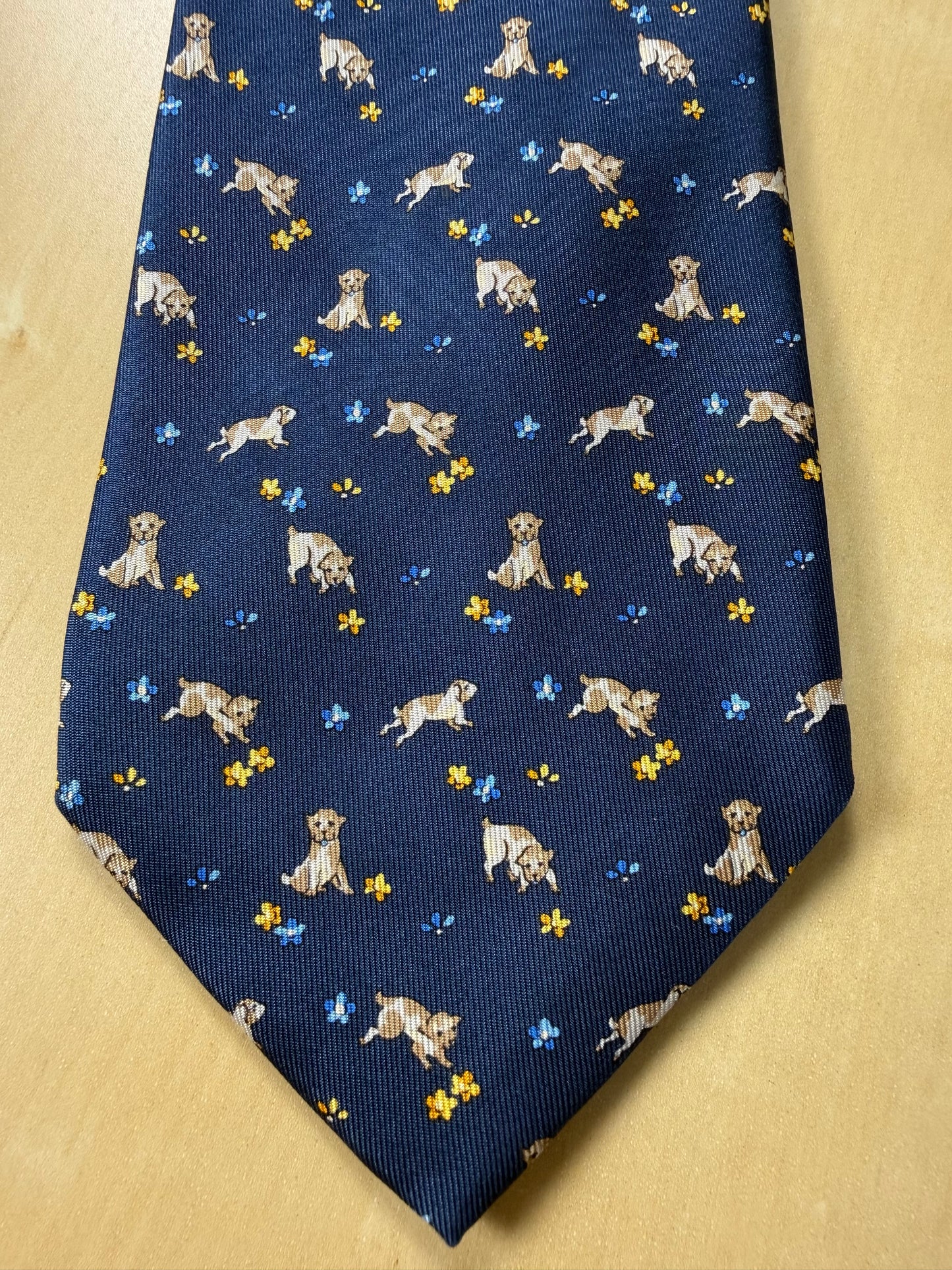 Cravatta Ferragamo blu con cani