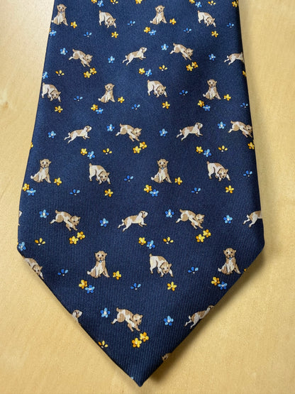 Cravatta Ferragamo blu con cani