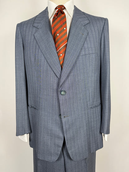 Completo sartoriale anni ‘60/'70 in grisaglia color carta da zucchero gessato - tg. 50/52