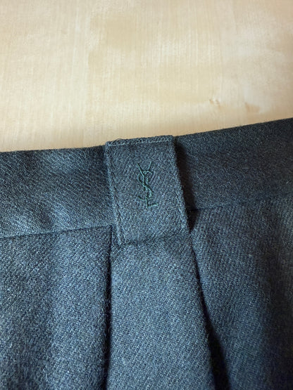 Pantaloni Yves Saint Laurent anni ‘80 in flanella verde scuro - tg. 50