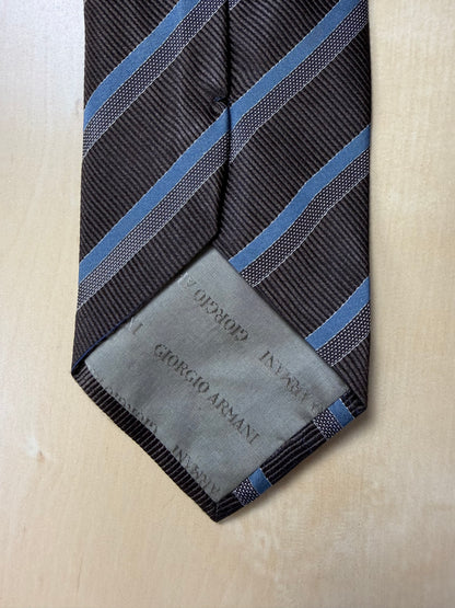 Cravatta Armani regimental marrone e blu