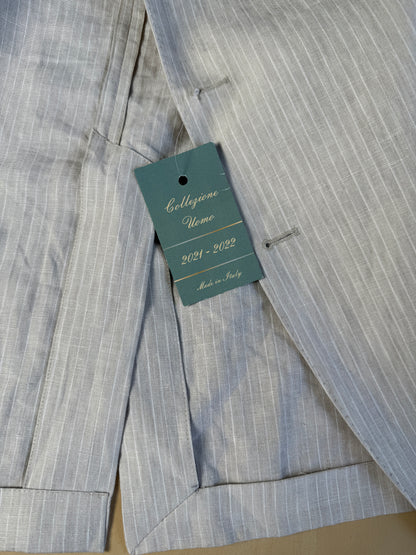 Completo in puro lino color panna gessato - tg. 52