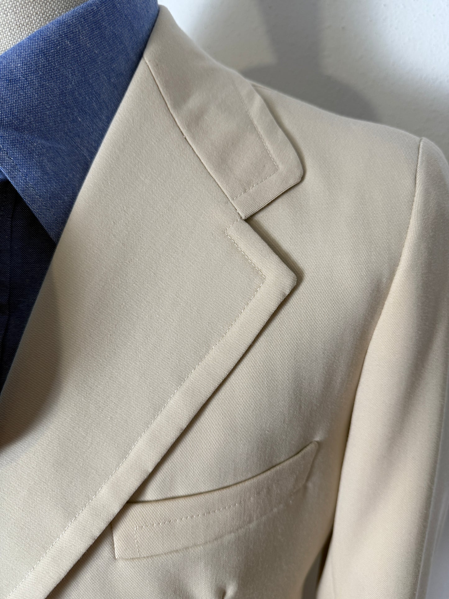 Completo sartoriale anni '70 a zampa in twill color panna - tg. 44/46