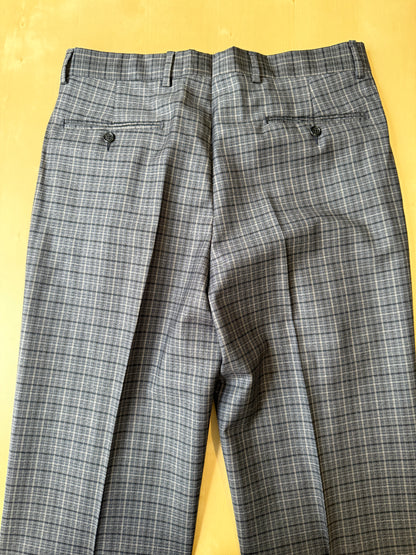 Pantalone in fresco lana anni '70/'80 a quadri blu (NOS) - tg. 46