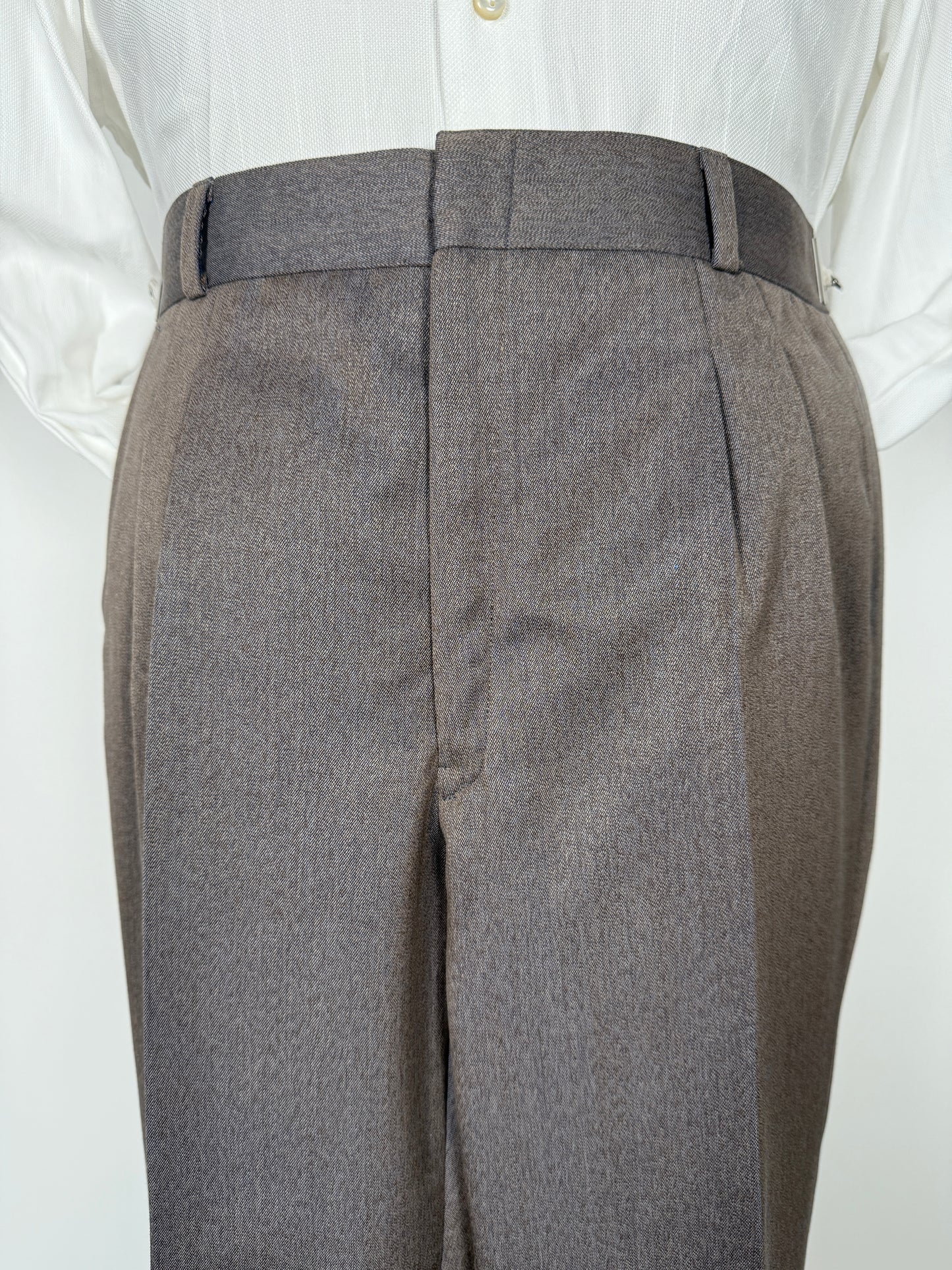Pantaloni sartoriali anni ‘70 in twill pettinato marrone chiaro (NOS) - tg. 46