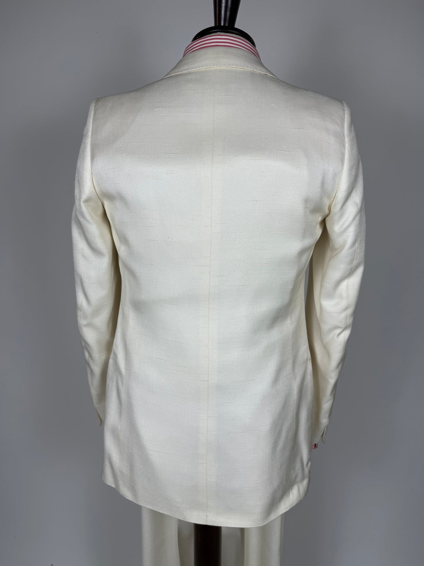 Completo 3 pezzi anni '70 seta shantung avorio - tg. 42/44