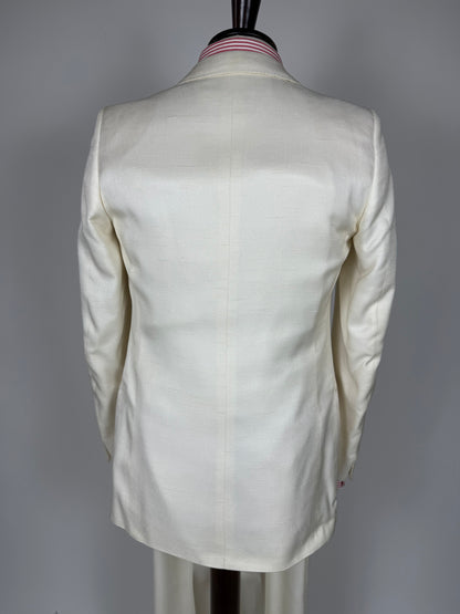 Completo 3 pezzi anni '70 seta shantung avorio - tg. 42/44