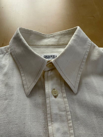 Camicia anni ‘80 in cotone e lino collo italiano - M/L collo 40