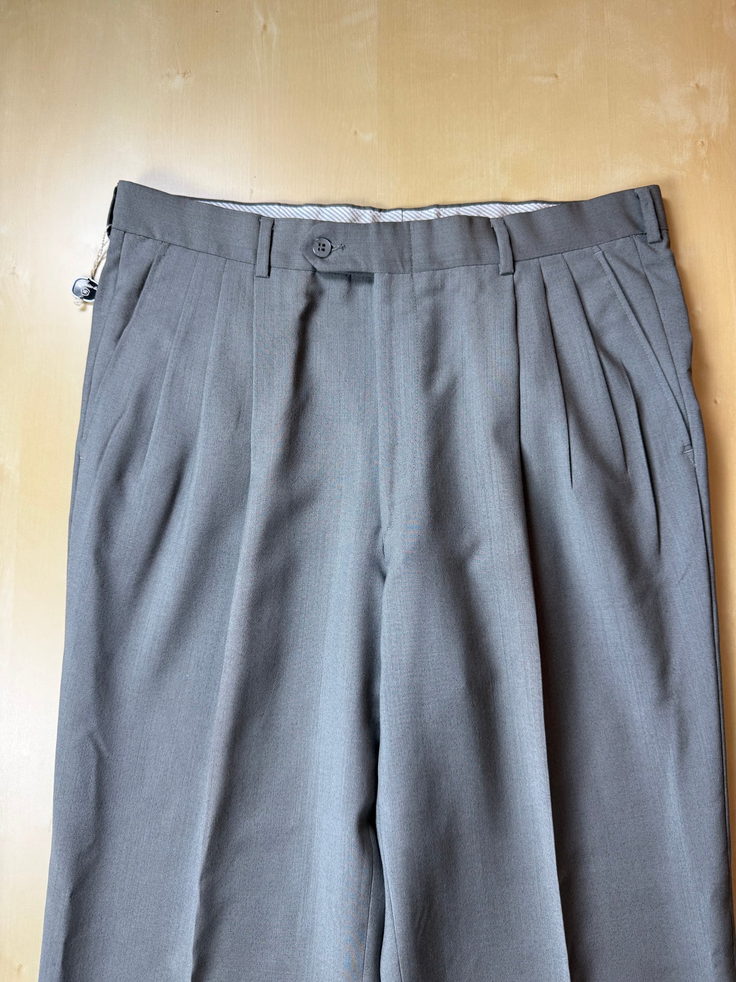 Pantaloni fresco lana salvia 3 pinces anni '80 (NOS) - tg. 50