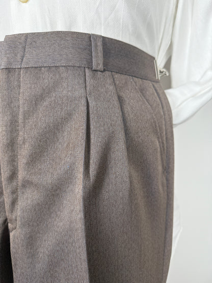 Pantaloni sartoriali anni ‘70 in twill pettinato marrone chiaro (NOS) - tg. 46