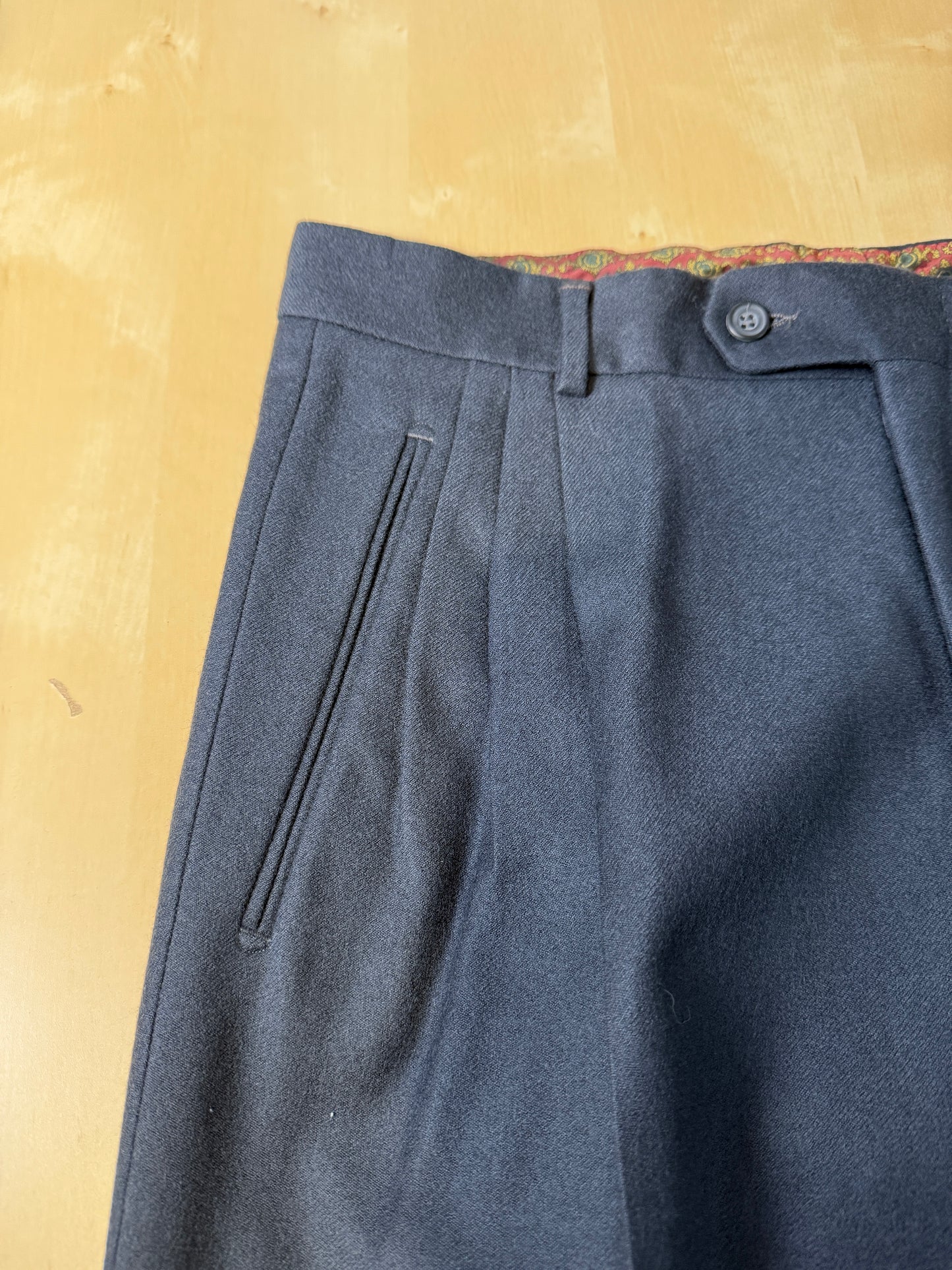 Pantaloni anni ‘80 flanella blu petrolio (NOS) - tg. 48