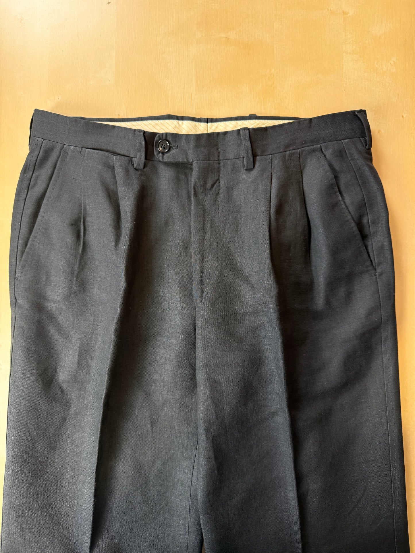 Pantaloni Ermenegildo Zegna anni '80 puro lino nero - tg. 48
